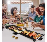 COSTWAY - Parrilla eléctrica de 90x23 cm, placa de cocción de 1800W con revestimiento antiadherente y temperatura ajustable. Incluye 6 espátulas de madera. Parrilla para barbacoa tipo Teppanyaki