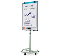 COSTWAY Pizarra Móvil 100x65 cm, Pizarra Blanca Magnética Ajustable Altura y Ruedas, Pizarra Blanca con Clips de Papel y Bandeja, Bloc de Notas de 25 Hojas, Imanes, Marcadores y Borrador (verde)