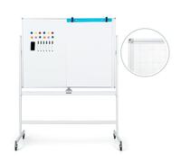 COSTWAY Pizarra Móvil Magnética en Seco 120 x 90 cm, Doble Cara, Soporte sobre Ruedas Bloqueables, Giro de 360 °, Altura Ajustable, Pizarra Blanca, Oficina, Escuela (120X90cm, blanco)