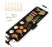 COSTWAY Plancha Electrica para Cocinar,XXL, 68,7x22,5cm, Grelhador Electrico 1800w, 4 Ajustes de Temperatura, Asas Aisladas y Bandeja de Goteo,Revestimiento Antiadherente, Parrilla Electrica