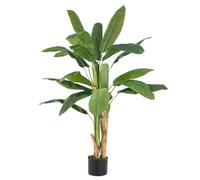 COSTWAY Planta Artificial Decorativa de Ave del Paraíso, Platanera Artificial 160 cm, Árbol de Hojas de Plátano de Imitación en Maceta, Palmera Tropical Artificial Grande para Sala de Estar, Oficina