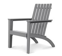 COSTWAY Silla Adirondack para Exteriores, Silla Plegable de Madera con Respaldo Alto, Capacidad de 160kg, Silla de Jardín Sillón de Madera, Asiento para Balcón y Patio, 68x73x85cm (Gris)