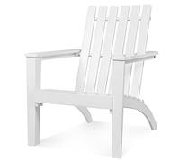 COSTWAY Silla Adirondack para Exteriores, Silla Plegable de Madera con Respaldo Alto, Capacidad de 160kg, Silla de Jardín Sillón de Madera, Asiento para Balcón y Patio, 68x73x85cm (Blanco)