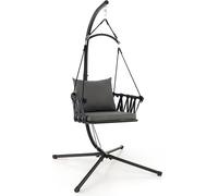 COSTWAY: Silla colgante plegable, hamaca con estructura, respaldo tejido, cómodos cojines para el asiento y la espalda, hamaca oscilante con capacidad de hasta 150 kg, asiento colgante