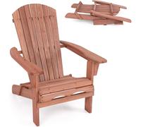COSTWAY Sillas de Jardin Adirondack Plegable, Reposabrazos Anchos Natural 89×89×94cm