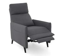 COSTWAY Sillon Relax Reclinable 102/112/140°, Respaldo y Reposapiés Ajustables, Tela de Lino, Sillones para el Salón con Asiento Acolchado Suave, Sillon Orejero (Gris Oscuro)