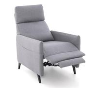 COSTWAY Sillon Relax Reclinable 102/112/140°, Respaldo y Reposapiés Ajustables, Tela de Lino, Sillones para el Salón con Asiento Acolchado Suave, Sillon Orejero (Gris Claro)