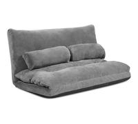 COSTWAY Sofá Regulable a RAS de Suelo, Hierro y Corderoy, Gris Gray 173 x 156 x 24 cm