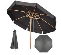 COSTWAY Sombrilla de Ø300cm de Madera Parasol de Jardín Inclinable Sombrilla de Manivela para Playa Jardín Piscina Terraza (Gris)