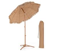 COSTWAY Sombrilla de Playa 200cm con Base Plegable y Botón de Inclinación, Estilo Hawaiano de Paja PP con Bolsa de Transporte para Terraza, Jardín, Piscina y Exterior