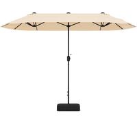 COSTWAY Sombrilla doble de 400x200 cm con soporte y manivela, sombrilla para jardín con protección UPF 50+, sombrilla de mercado XXL