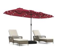 COSTWAY Sombrilla Doble Terraza Exterior 400 x 200 cm, Parasol Jardin Grande con Base Rellenable, Manivela, 12 Varillas, Sombrilla de Patio