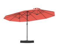 COSTWAY Sombrilla Grande Doble 470 x 280 cm, Parasol Terraza Exterior con Base, Sombrilla Rectangular con Manivela, 12 Varillas, Parasol Jardin Terraza Exterior (naranja, 470 x 280 cm (con Base))