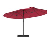 COSTWAY Sombrilla Grande Doble 470 x 280 cm, Parasol Terraza Exterior con Base, Sombrilla Rectangular con Manivela, 12 Varillas, Parasol Jardin Terraza Exterior (wine, 470 x 280 cm (con Base))