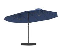 COSTWAY Sombrilla Grande Doble 470 x 280 cm, Parasol Terraza Exterior con Base, Sombrilla Rectangular con Manivela, 12 Varillas, Parasol Jardin Terraza Exterior (azul, 470 x 280 cm (con Base))