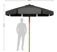 COSTWAY, sombrilla octogonal de 300 cm de diámetro, parasol para jardín, inclinable, con manivela, ideal para terrazas o para usar en la playa, para jardín o piscina, color gris