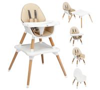 COSTWAY Trona para Bebé con Altura Ajustable, Silla Alta para Comer con Cinturón de Seguridad y Bandeja Extraíble, Trona Portátil Evolutiva Bebé (sin Tablero de Bloques, Caqui)