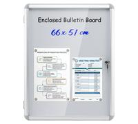COSTWAY, vitrina con cerradura, 66x51 cm. Vitrina magnética informativa con panel trasero para escribir, ideal para colgar en la pared, con marco de aluminio. Vitrina para carteles