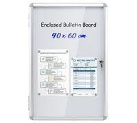 COSTWAY, vitrina con cerradura, 90x60 cm. Vitrina magnética informativa con panel trasero para escribir, ideal para colgar en la pared y con marco de aluminio. Vitrina para carteles