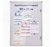 COSTWAY, vitrina con cerradura, 96x71 cm. Vitrina magnética informativa con panel trasero para escribir, ideal para colgar en la pared y con marco de aluminio. Vitrina para carteles