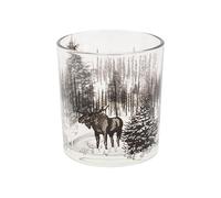 Cosy Home Juego de 6 portavelas Forest Moose de Cristal Transparente Negro de 7 x 7 x 8 cm
