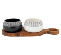 Cosy & Trendy - Servicio Aperitivo de gres Etosha: 1 bandeja de servir + 2 cuencos D7,5Xh5,2 Cm, Negro
