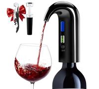Cosyall Decantador de vino eléctrico, dispensador de aireador, dispensador de vino medible con indicador de temperatura del vino, dispensador de vino inteligente con recargable tipo C (Negro)