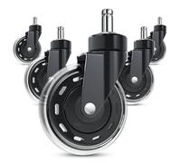 COSYLAND 5pcs Ruedas Silla Oficina - 10 mm x 22 mm (para 1-KEA) - Para Oficina, Hogar y Gaming - Deslizan Suavidad y Silencio - No Rayan el Suelo - Negro Intenso - con Tapa Antipolvo