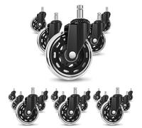 COSYLAND 5pcs Ruedas Silla Oficina - 10 mm x 22 mm (para 1-KEA) - Para Oficina, Hogar y Gaming - Deslizan Suavidad y Silencio - No Rayan el Suelo - Negro Transparente (Paquete de 4)