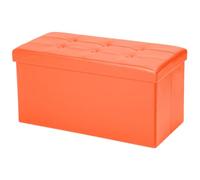 COSYLAND Puff Almacenaje 80L, Banco Almacenaje, Capacidad de Carga 200 kg, Baúl para Dormitorio, Salón, Entrada, Organizador Multifuncional, Plegable, 76x38x38cm, Naranja Oscuro