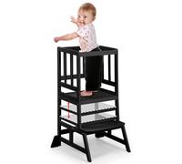 COSYLAND Torre de Aprendizaje Montessori de Niños - Torre de Aprendizaje para Bebés de 1 a 6 Años - 3 Niveles de Altura Regulable - Negro Clásico