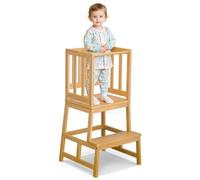 COSYLAND Torre de Aprendizaje Montessori para Niños Mayores de 18 Meses, Estructura Antivuelco y Estable (Natural Oscuro)