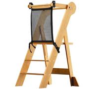 COSYLAND Torre de Aprendizaje Montessori Plegable - Altura Ajustable en 2 Niveles, para Niños de 18 Meses a 6 Años, Ideal para Cocina, Baño y Habitación Infantil - Natural Clásico