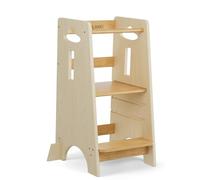 COSYLAND Torre de Aprendizaje para Niños - Torre de Aprendizaje de Madera para Bebés de 1 a 6 Años - Altura Ajustable en 3 Niveles - 80CM - Natural Clásico