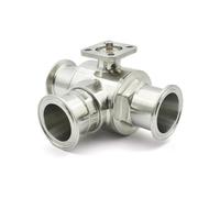 COSZWQDP Válvula de Bola 3 vías con Puerto T/L, Acero Inoxidable 304/316L, 19-51 mm, Triple Abrazadera, 1,5" y 2", sin actuador(L-port-32mm Ferrule 50.5,SUS316L)