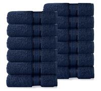 Cotton Craft -Ultra Soft 12 Pack Wash Cloth -30x30 - Night Sky- 100% Pure Ringspun Cotton - Luxurious Rayon Trim - Ideal for Everyday Use - Easy Care Machine Wash