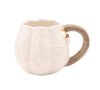 Country Living - Taza con forma de calabaza, taza de cerámica para bebidas calientes con mango de madera, utensilios de cocina de otoño de temporada, regalo de cosecha acogedora