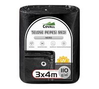 COVALL 3x4m Lona de Resistencia Media 110GSM - Lámina de Suelo Impermeable Resistente a los Rayos UV Cubiertas de Carpas al Aire Libre Techo de Piscina Barcos RV Camión Coche Tarpaulin (Negro)