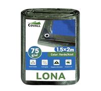 COVALL Lona Azul 1.5x2m 75g/㎡ HDPE Impermeable y Resistente a UV, Reforzada con Ojales Anticorrosivos, Lona Multiusos para Camping, Jardín, Techo, Madera, Plantas y Coche