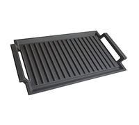 COVERCOOK Sartén de hierro fundido, placa de parrilla rectangular, 2 asas, sartén de 43 x 23 cm para placa de inducción, horno de fuego abierto, parrillas eléctricas al aire libre, superficie estriada