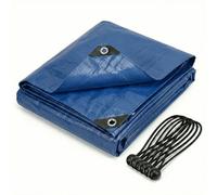 CoverUp! Lona Impermeable Azul 4x4 m 200 g/m² con 12 Gomas de sujeción y Ojales Aluminio - Resistente UV y desgarros - Cobertura Exterior Premium