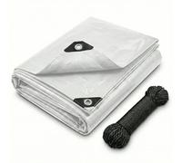 CoverUp! Lona Impermeable Blanco 2×3 m 120 g/m² con 12 m Cuerda y Ojales Aluminio - Resistente UV y desgarros - Cobertura Exterior Multiuso