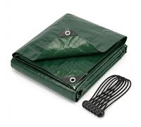 CoverUp! Lona Impermeable Verde 2x3 m 200 g/m² con 10 Gomas de sujeción y Ojales Aluminio - Resistente UV y desgarros - Cobertura Exterior Premium