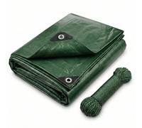 CoverUp! Lona Impermeable Verde 3×4 m 120 g/m² con 16 m Cuerda y Ojales Aluminio - Resistente UV y desgarros - Cobertura Exterior Multiuso