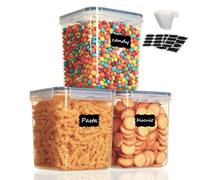 Cozary 2.5L Botes Cocina Almacenaje con Tapa,3 Piezas Recipientes para Alimentos de Plástico Herméticos,Contenedores Alimentos con 3 Cucharas Medidoras, Sin BPA, para Cereales, Pasta, Muesli, Arroz