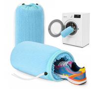 Cozary 2 Piezas Bolsas Para Lavar Zapatillas en Lavadora, Reutilizable Bolsas Para Lavar Zapatillas en Lavadora, Bolsa de Lavandería con Cordón, Apto Para Todas Las Lavadoras y Zapatos, Azul