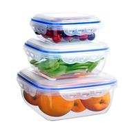 Cozary 3 Piezas Contenedores Herméticos, Envases para Alimentos con Tapa Herméticas, Envases de Plastico con Tapa Aptos para Microondas/Lavavajillas/Frigorífico, Cuadrado