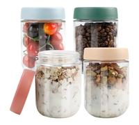 Cozary 4 Piezas Tarros de Avena Nocturna, 480ml Tarros de Cristal con Tapa Hermética, Botes de Vidrio reutilizables, para Frigorífico, Despensa, Ideales para Overnight Oats, Yogur, Mermeladas