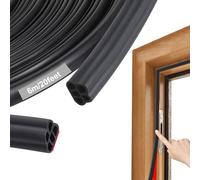 Cozary Burlete Puerta Ventana Autoadhesivo 10mm x 7.5mm, Cinta de Espuma para Sellado de Puerta de Entrada y Ventanas, Anticorrientes, Insulación Acústica, Impermeable, Antipolvo (6 M, Negro)