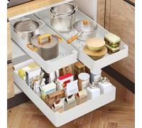 Cozary Cajones Extraíbles para Cocina con Guías Silenciosas - 3 Tamaños Modulares (13/18/27x40x7 cm), Instalación Sin Daños para Armario/Cocina/Dispensa